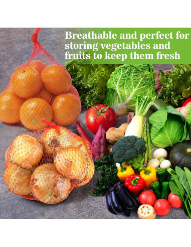 Sukh 90 Bolsas de Malla Reutilizables 60 cm Rojo