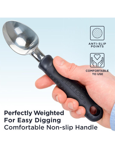 Cucharón de Helado Deiss Pro Acero Inoxidable Ergonómico 20.8cm