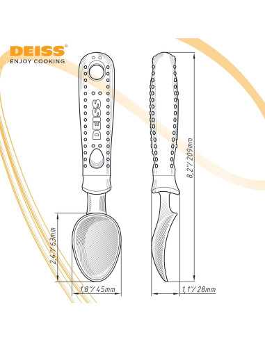 Cucharón de Helado Deiss Pro Acero Inoxidable Ergonómico 20.8cm