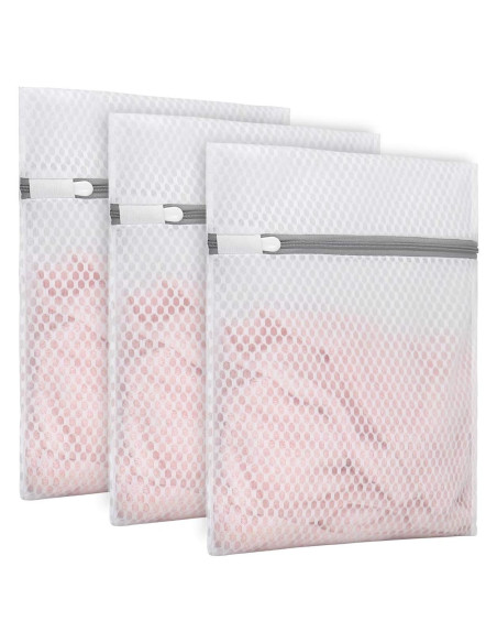 3 Bolsas de Lavandería Malla Panal Muchfun 23x30cm Duraderas