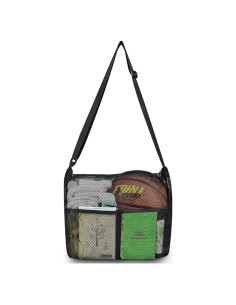 Bolsa de gimnasio Mildbeer malla cruzada 30x15x30 cm negra