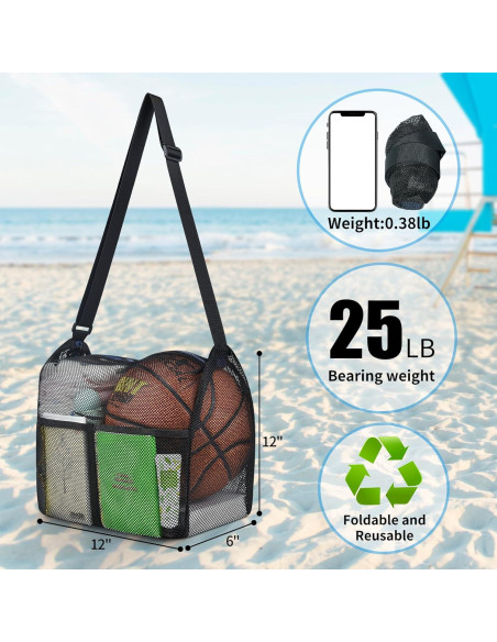 Bolsa de gimnasio Mildbeer malla cruzada 30x15x30 cm negra