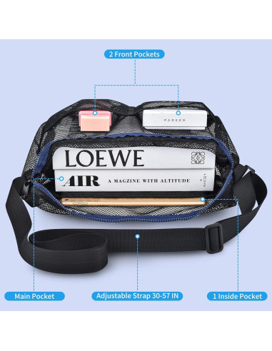 Bolsa de gimnasio Mildbeer malla cruzada 30x15x30 cm negra