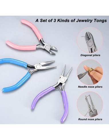Juego de Alicates de Joyería MUZHUPGUZ 3 Piezas Acero Inoxidable
