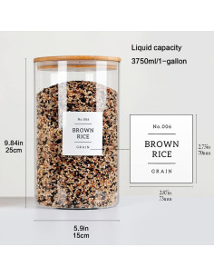 Tarro de Almacenamiento de Vidrio 3.79L Mujin Hermético 2