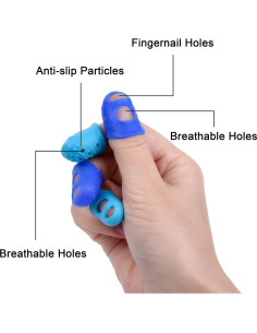 Wisdompro 16 Puntas de Dedos Silicona 4 Tamaños Azul Aqua 2