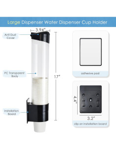 Dispensador de Tazas Automático Samhe Negro Grande 10x10x43cm 2