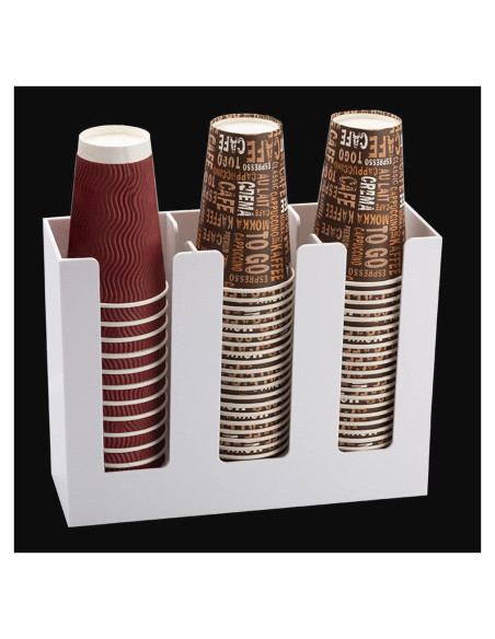 Dispensador de Tazas de Papel Tirifer 3 Compartimentos Blanco