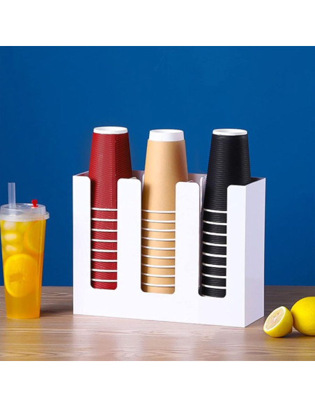 Dispensador de Tazas de Papel Tirifer 3 Compartimentos Blanco