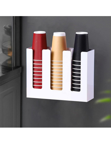 Dispensador de Tazas de Papel Tirifer 3 Compartimentos Blanco