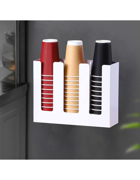 Dispensador de Tazas de Papel Tirifer 3 Compartimentos Blanco