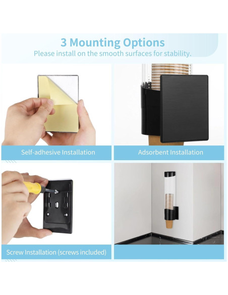 Dispensador de Tazas de Papel TIMCORR 7oz-12oz Montable Dispensador de Tazas de Papel TIMCORR 7oz-12oz Montable