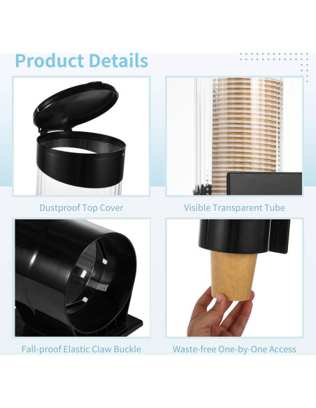 Dispensador de Tazas de Papel TIMCORR 7oz-12oz Montable Dispensador de Tazas de Papel TIMCORR 7oz-12oz Montable