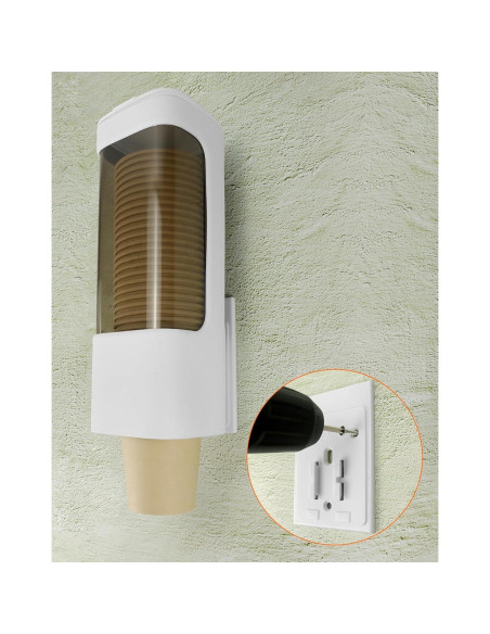 Dispensador de Tazas de Pared QWORK, 2 Soportes Higiénicos