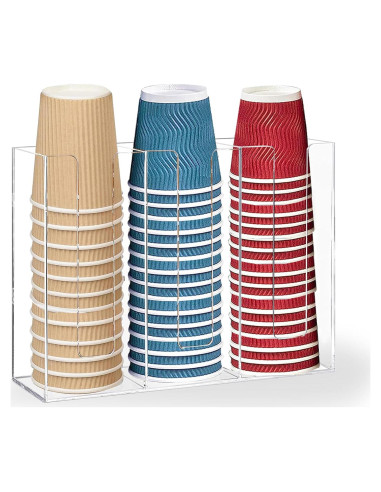 Dispensador de Tazas de Café Teemuday 3 Compartimentos Acrílico
