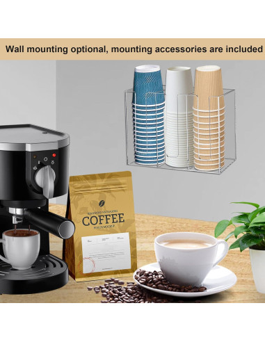 Dispensador de Tazas de Café Teemuday 3 Compartimentos Acrílico