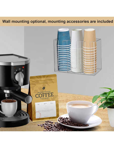 Dispensador de Tazas de Café Teemuday 3 Compartimentos Acrílico