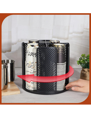 Dispensador de Tazas de Papel Hoolerry 2 Pcs Negro 4 Compartimentos