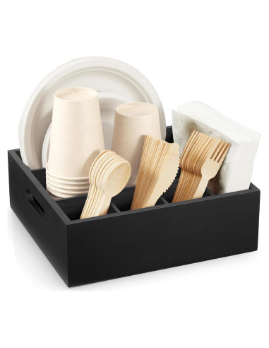 Caddy de Utensilios Negro GCWSTJK con 6 Compartimentos