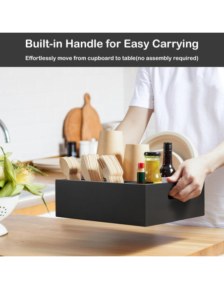 Caddy de Utensilios Negro GCWSTJK con 6 Compartimentos