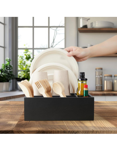 Caddy de Utensilios Negro GCWSTJK con 6 Compartimentos