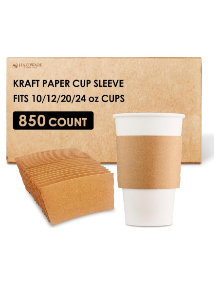 850 Mangas de Papel Kraft Harvest Pack para Tazas Calientes