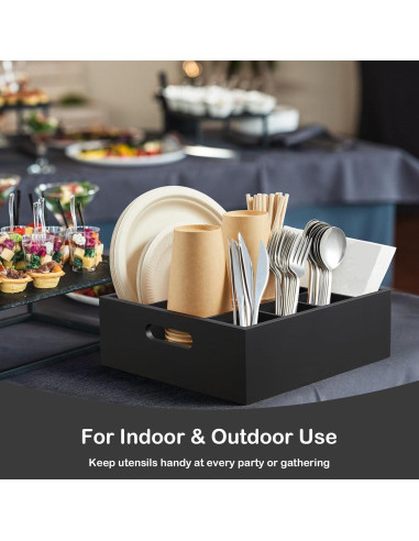 Caddy de Utensilios Negro GCWSTJK con 6 Compartimentos