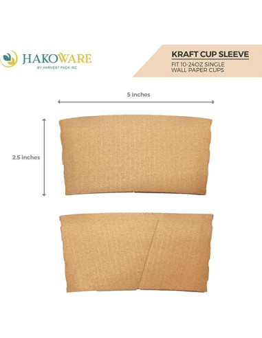 850 Mangas de Papel Kraft Harvest Pack para Tazas Calientes