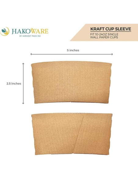 850 Mangas de Papel Kraft Harvest Pack para Tazas Calientes