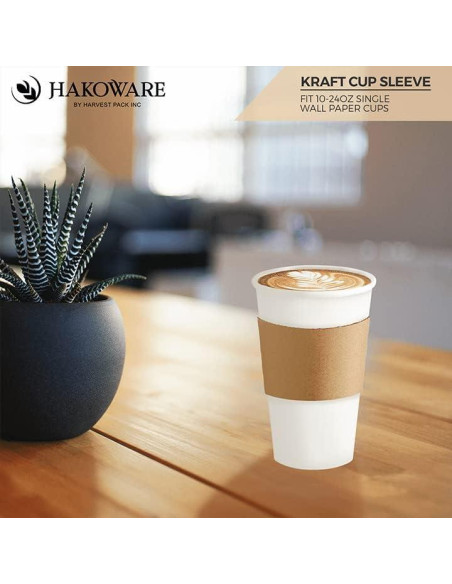 850 Mangas de Papel Kraft Harvest Pack para Tazas Calientes