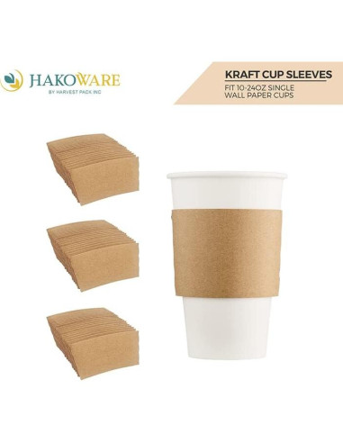 850 Mangas de Papel Kraft Harvest Pack para Tazas Calientes
