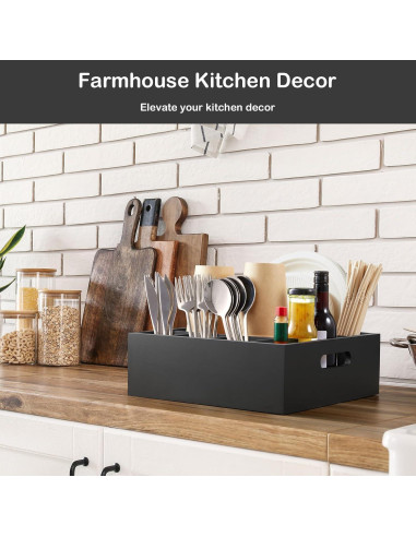 Caddy de Utensilios Negro GCWSTJK con 6 Compartimentos