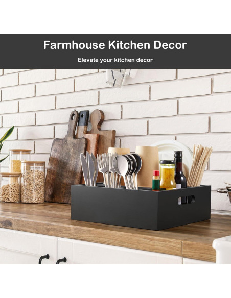 Caddy de Utensilios Negro GCWSTJK con 6 Compartimentos