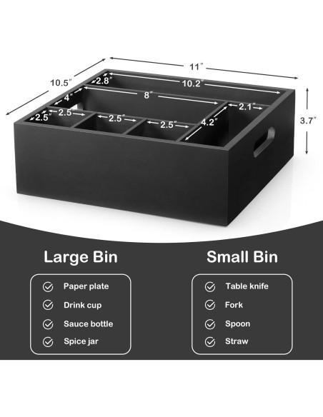 Caddy de Utensilios Negro GCWSTJK con 6 Compartimentos