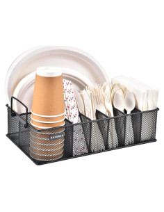 Organizador de Cubiertos Hasuber 7 Compartimentos Metal Negro