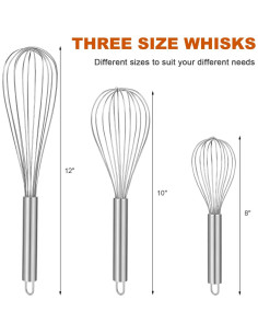 Set de Batidores de Acero Inoxidable Kisuwye 3 Piezas 20-30 cm 2