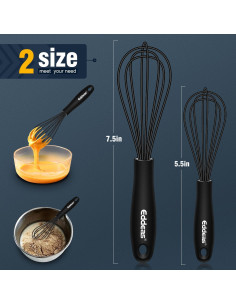 Batidor Mini de Silicona Eddeas 2 Pcs 14 y 19 cm Negro 2