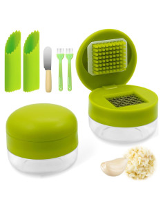 Juego de Prensa y Picadora de Ajo EQUNROY con Peladores