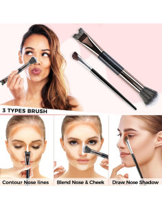 Juego de 2 brochas contorno nariz Yuanxiang 2 en 1 2