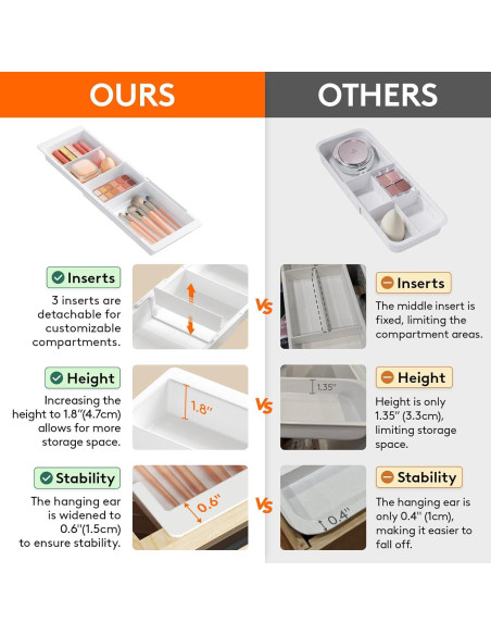 Organizador de Cajón Deslizante Lifewit Blanco 35-55 cm