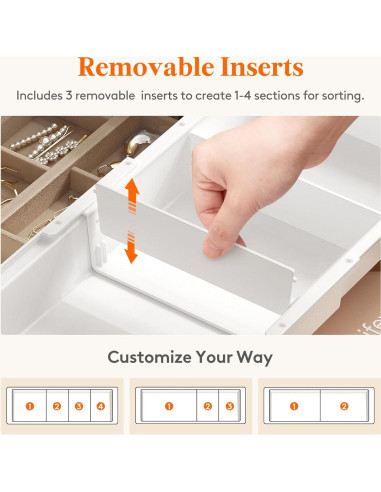 Organizador de Cajón Deslizante Lifewit Blanco 35-55 cm