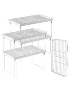 Estante de Almacenamiento Apilable NiHome 4 Piezas Blanco