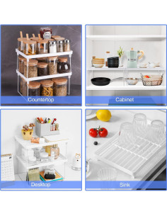 Estante de Almacenamiento Apilable NiHome 4 Piezas Blanco 2