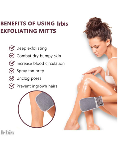 Guante Exfoliante Irbis - Mitón Corporal Doble Textura 27cm