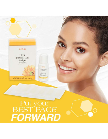 Cintas de Cera Facial GiGi - 12 Cintas + Loción Post Depilación