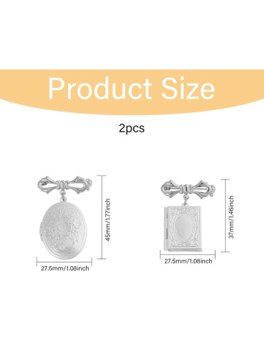 Broches de Locket Charm CHGCRAFT Platino - 2 Piezas