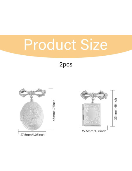 Broches de Locket Charm CHGCRAFT Platino - 2 Piezas