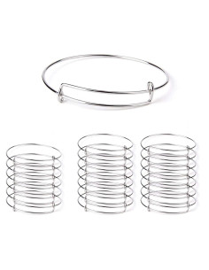20 Pulseras de Alambre Ajustable Plata para Joyería DIY