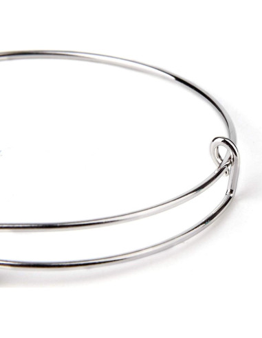 20 Pulseras de Alambre Ajustable Plata para Joyería DIY