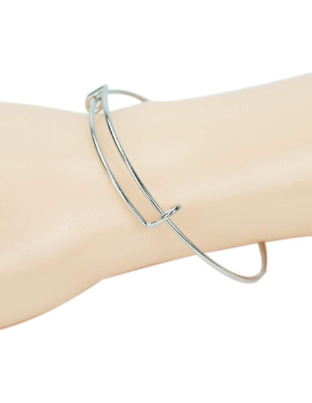 20 Pulseras de Alambre Ajustable Plata para Joyería DIY